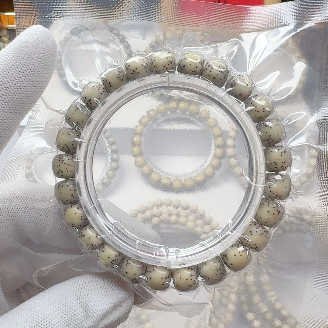 手串星月菩提石玉料9/8骨瓷白小通体留白小细星