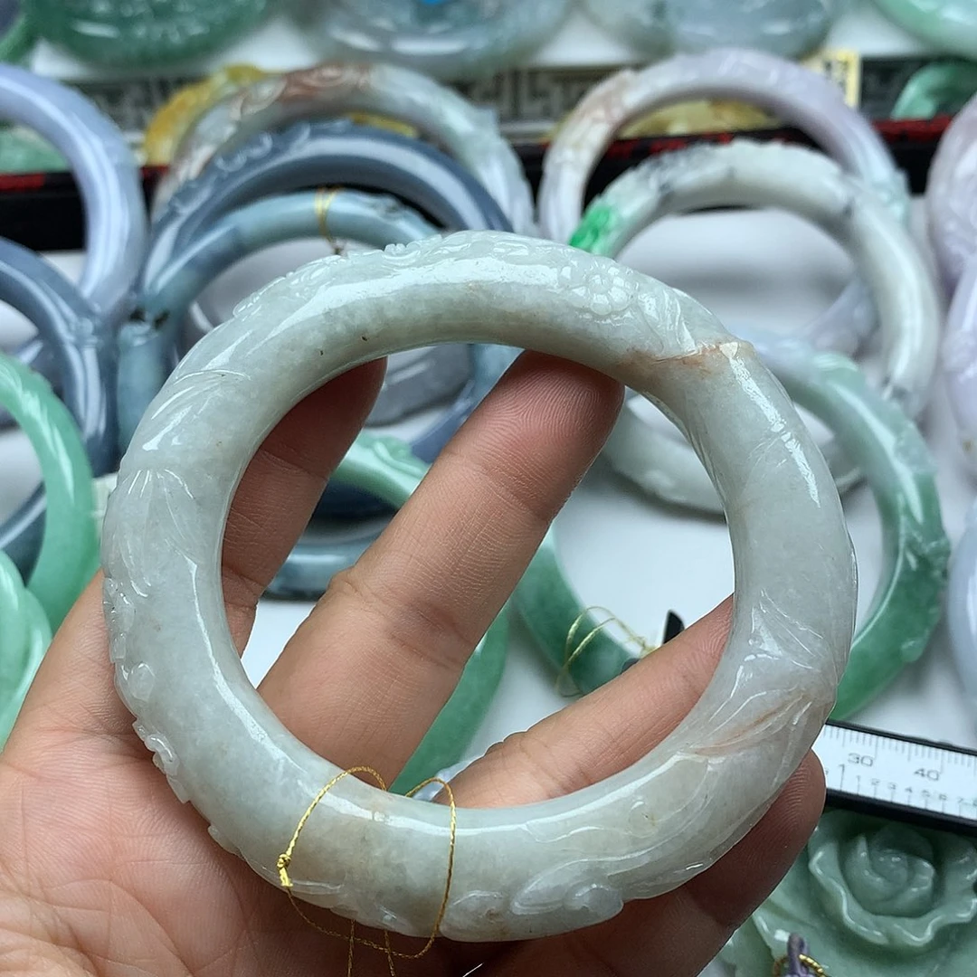翡翠未镶嵌手镯复古风格59圆条