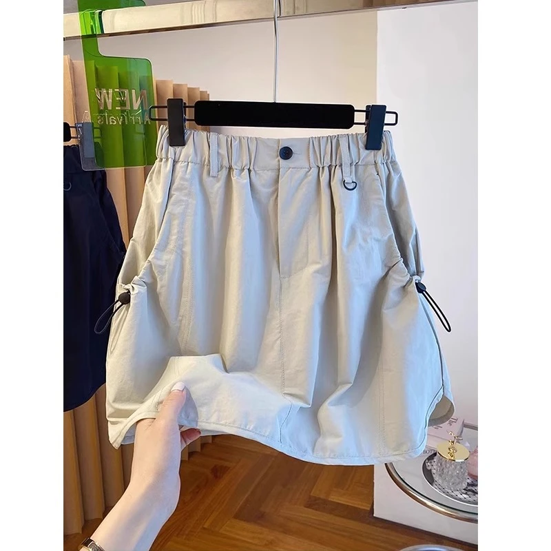 胖妹妹200斤大码美式设计感工装包臀短裤裙女夏高腰显瘦A字半身裙