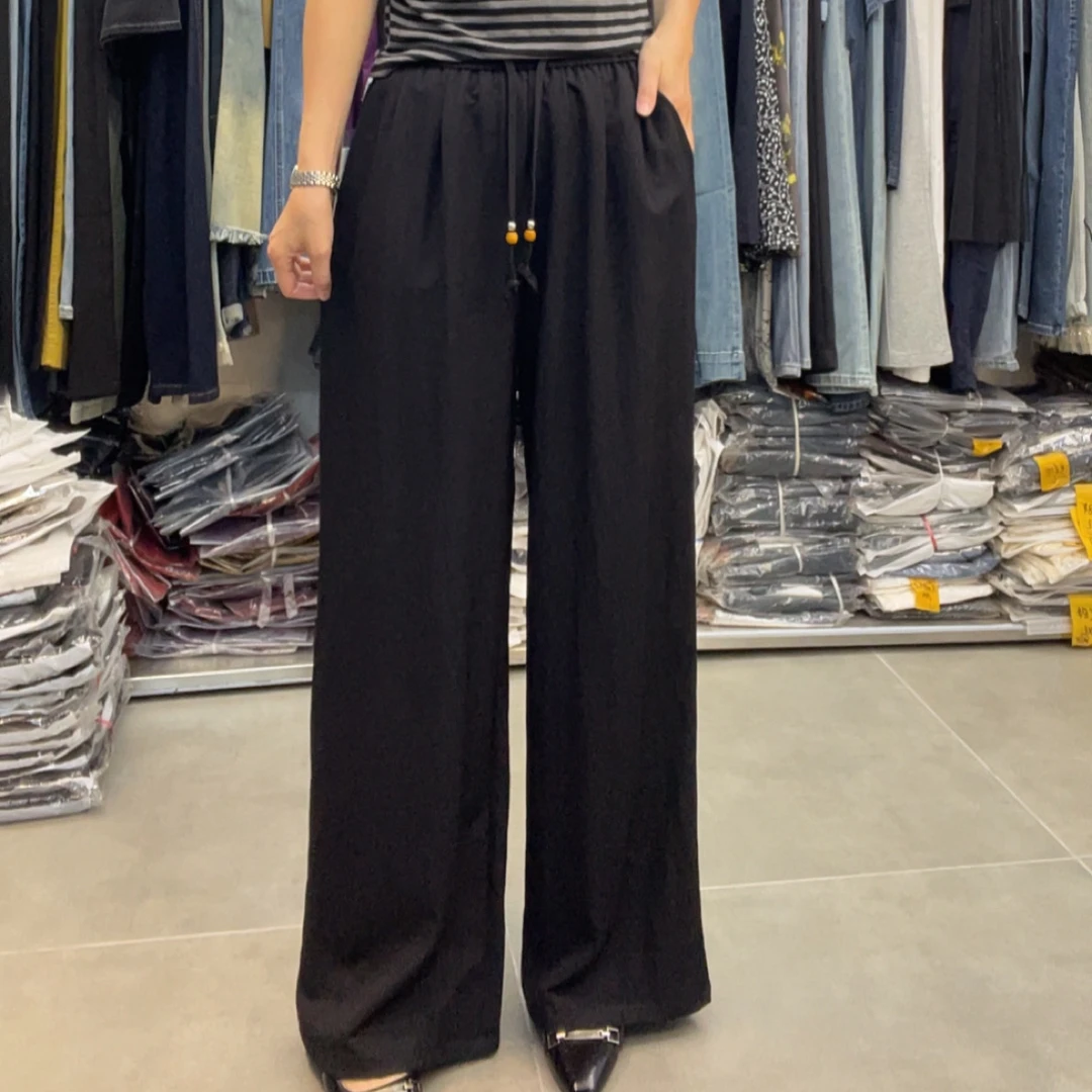 早秋新款百搭休闲直筒阔腿裤2516