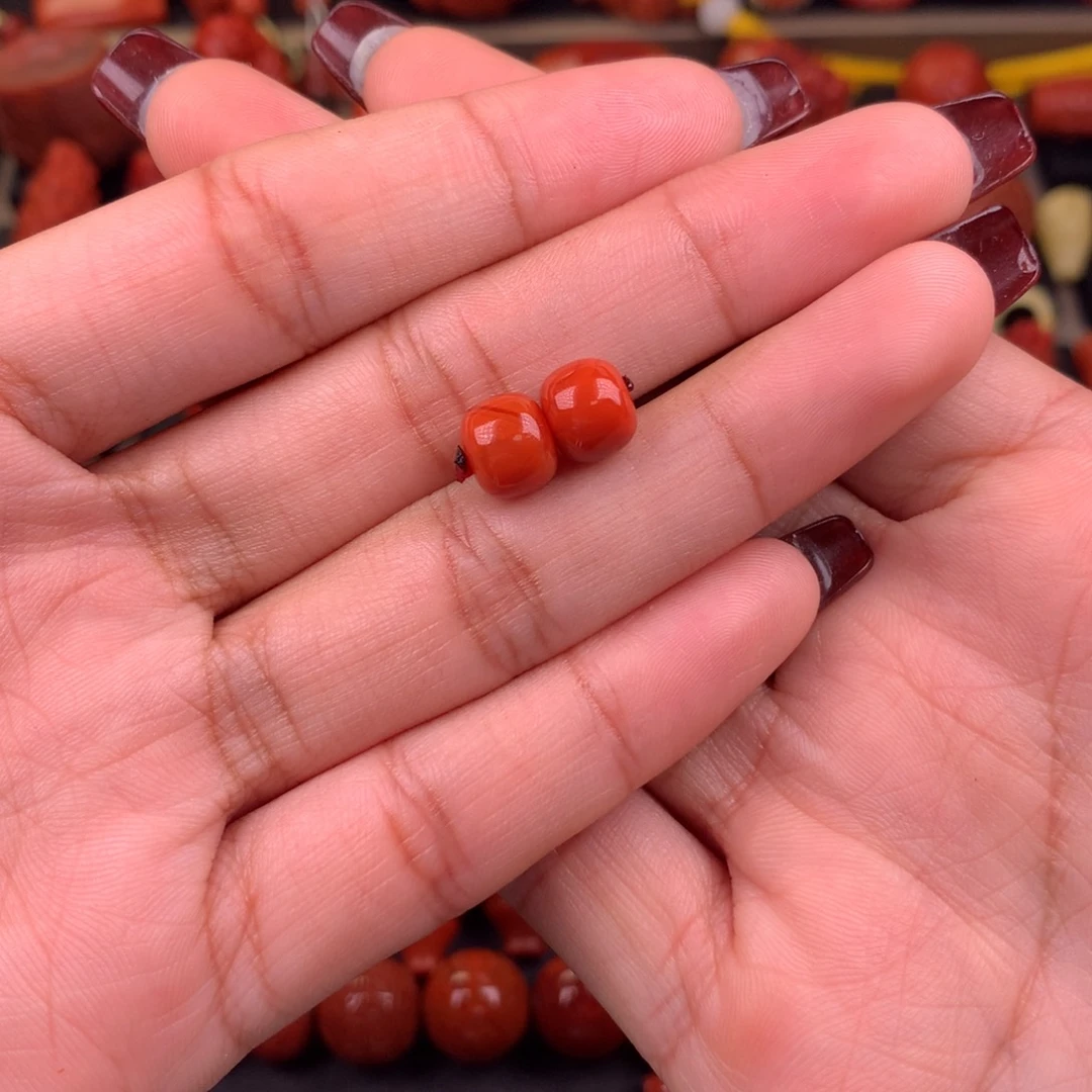 南红玛瑙未镶嵌老型对珠8+