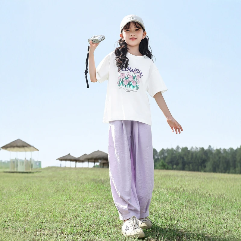 女童印花短袖+九分休闲裤25517