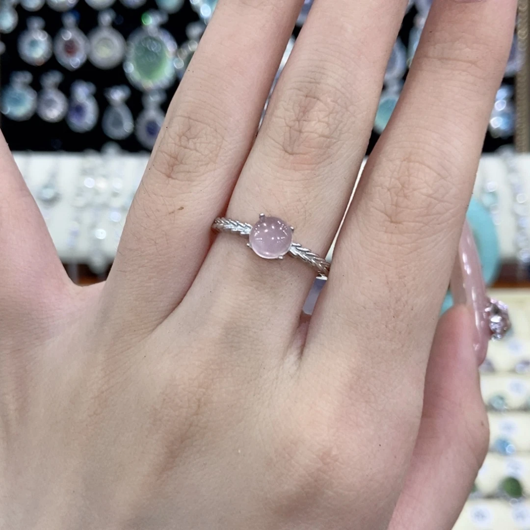 芙蓉石戒指银S925镶嵌