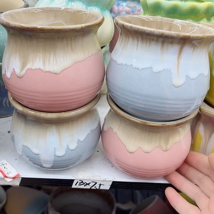 多肉绿植陶瓷花盆9.9包邮，有孔