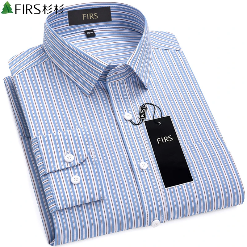 【纯棉磨毛】杉杉衬衫男士长袖2025秋冬季新款条纹亲肤全棉男装衬衣