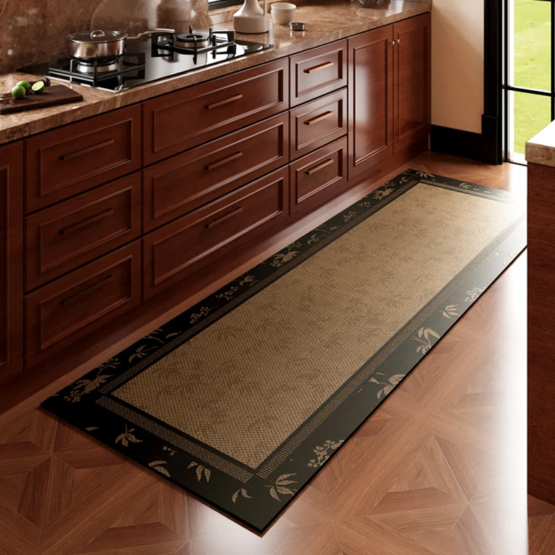 吸水防水防滑防油地毯复古新款地垫pvc免洗垫子厨房专用脚垫可擦