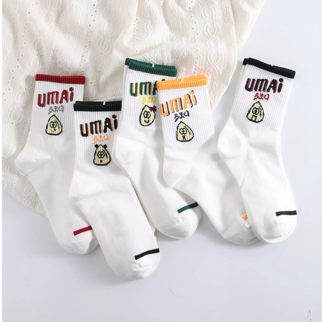 女士中筒长绒棉棉袜白色卡通透气吸汗保暖舒适百搭时尚棉质非常好