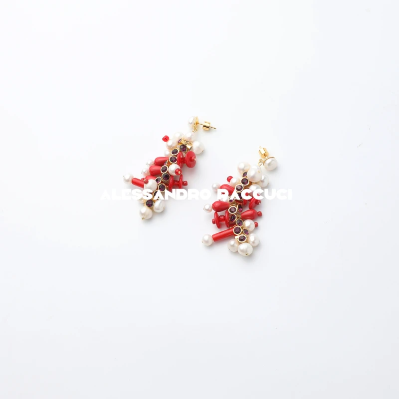 黄铜耳饰 AP洛哥51041EE【糖霜浆果】手工串珠多色搭配耳坠时尚耳饰