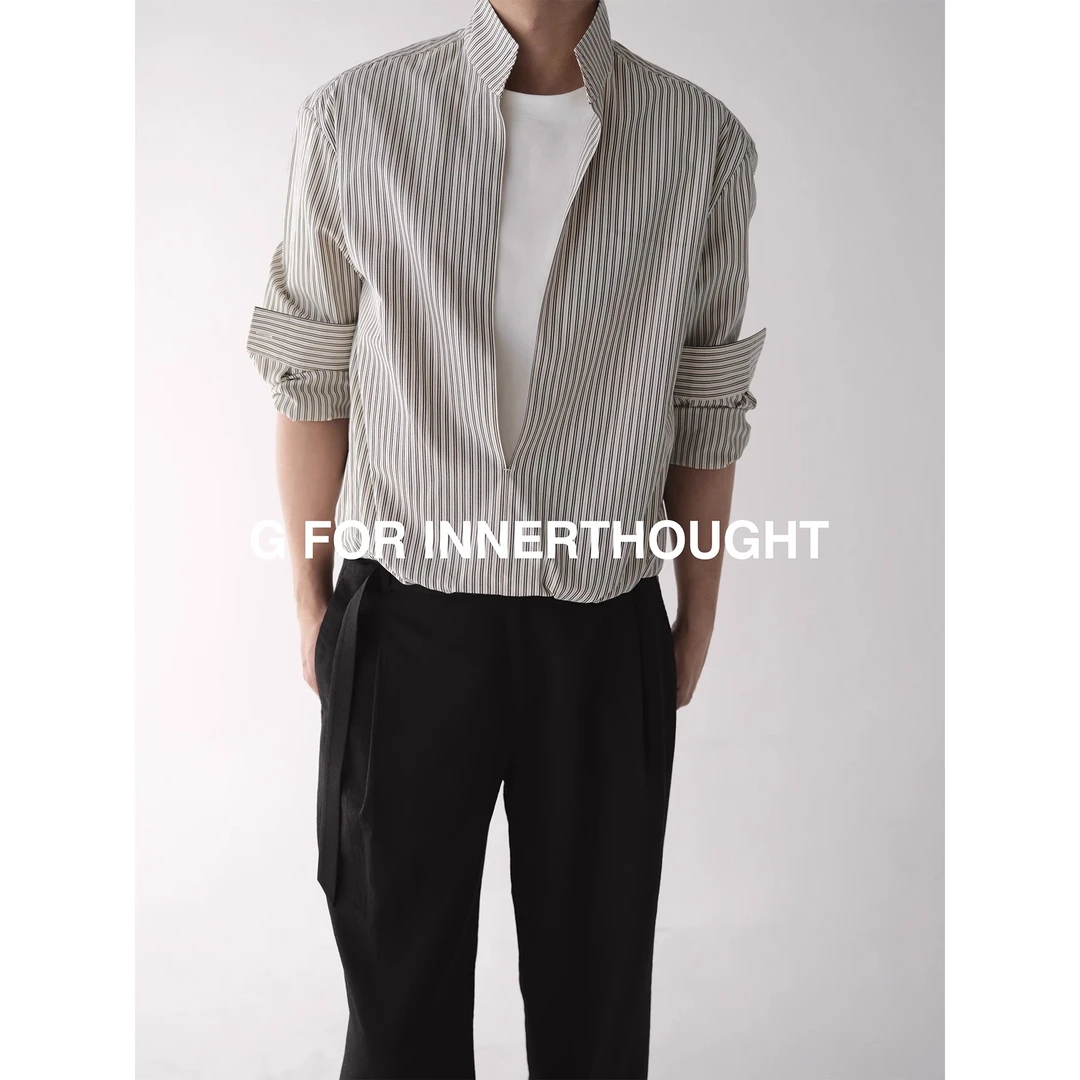 G FOR INNERTHOUGHT|进口假两件棉质拼桑蚕丝短袖宽松长袖衬衫