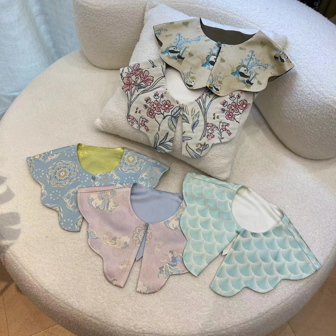 【喜儿定制】春季新款女童百搭时尚新中式多色国风汉服云肩假领子