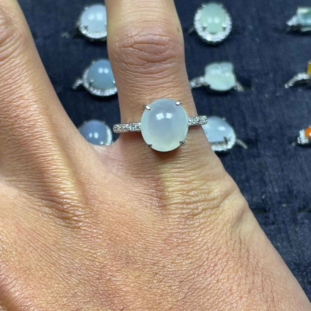 翡翠银S925镶嵌戒指