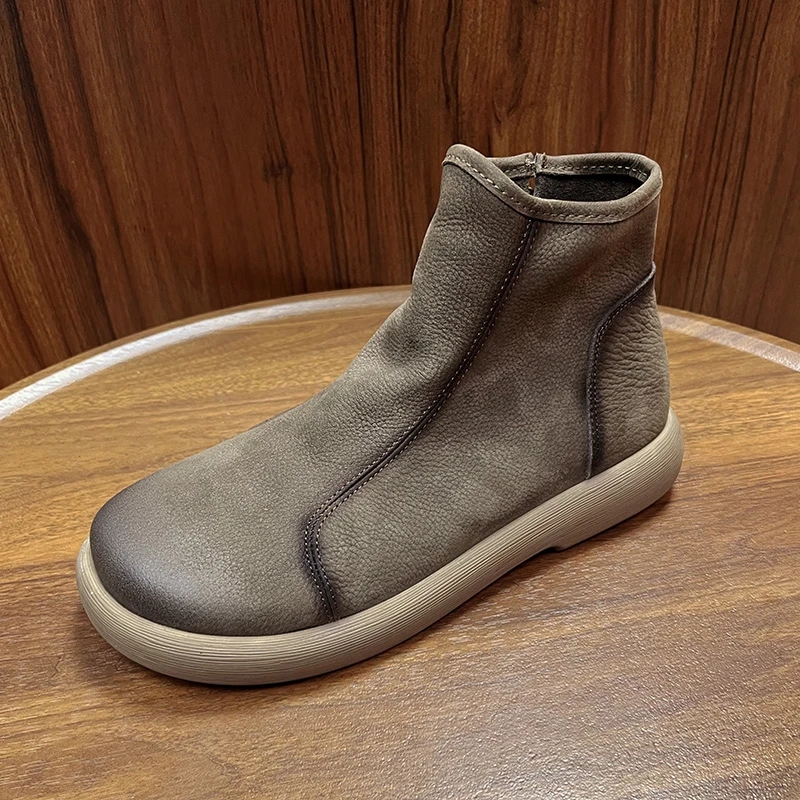 男马丁靴加绒保暖复古工装靴高帮拉链款短靴潮流厚底秋冬切尔西靴