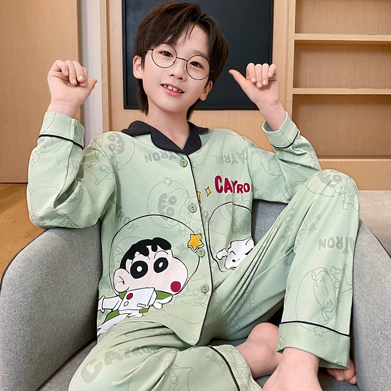 2025新款儿童睡衣春秋季男童纯棉长袖中大童青少年男孩家居服夏季