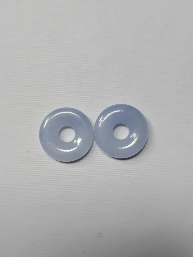 天然紫色缅甸A货翡翠甜甜圈一对