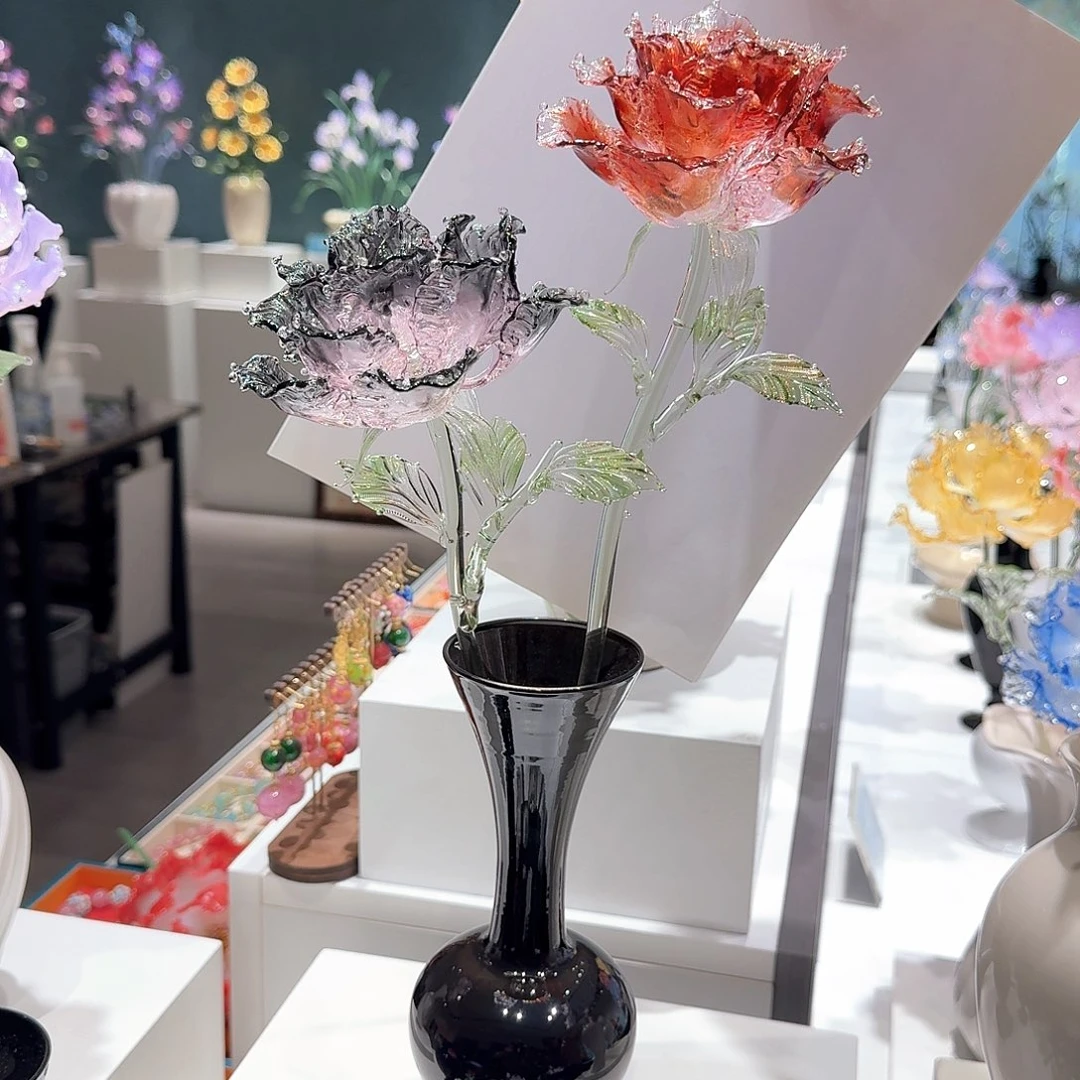 琉璃手工艺品淄博特产非遗手做琉璃花039