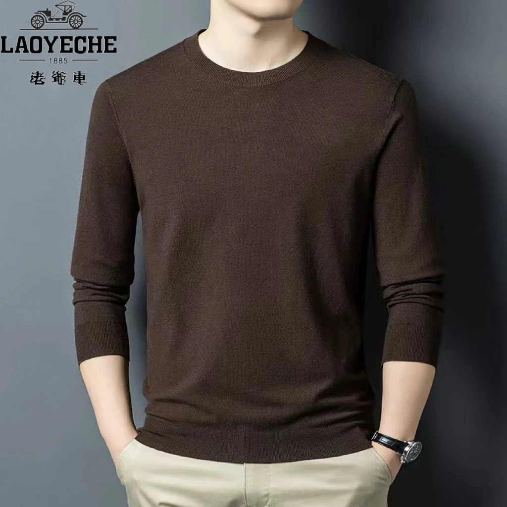 【低圆领羊毛衫】老爷车春秋圆领薄款秋冬纯色男士羊毛长袖针织衫男