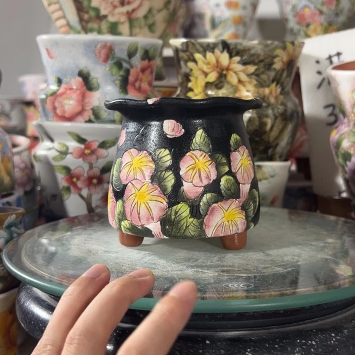 景德镇手绘花盆满38包邮偏远地区除外