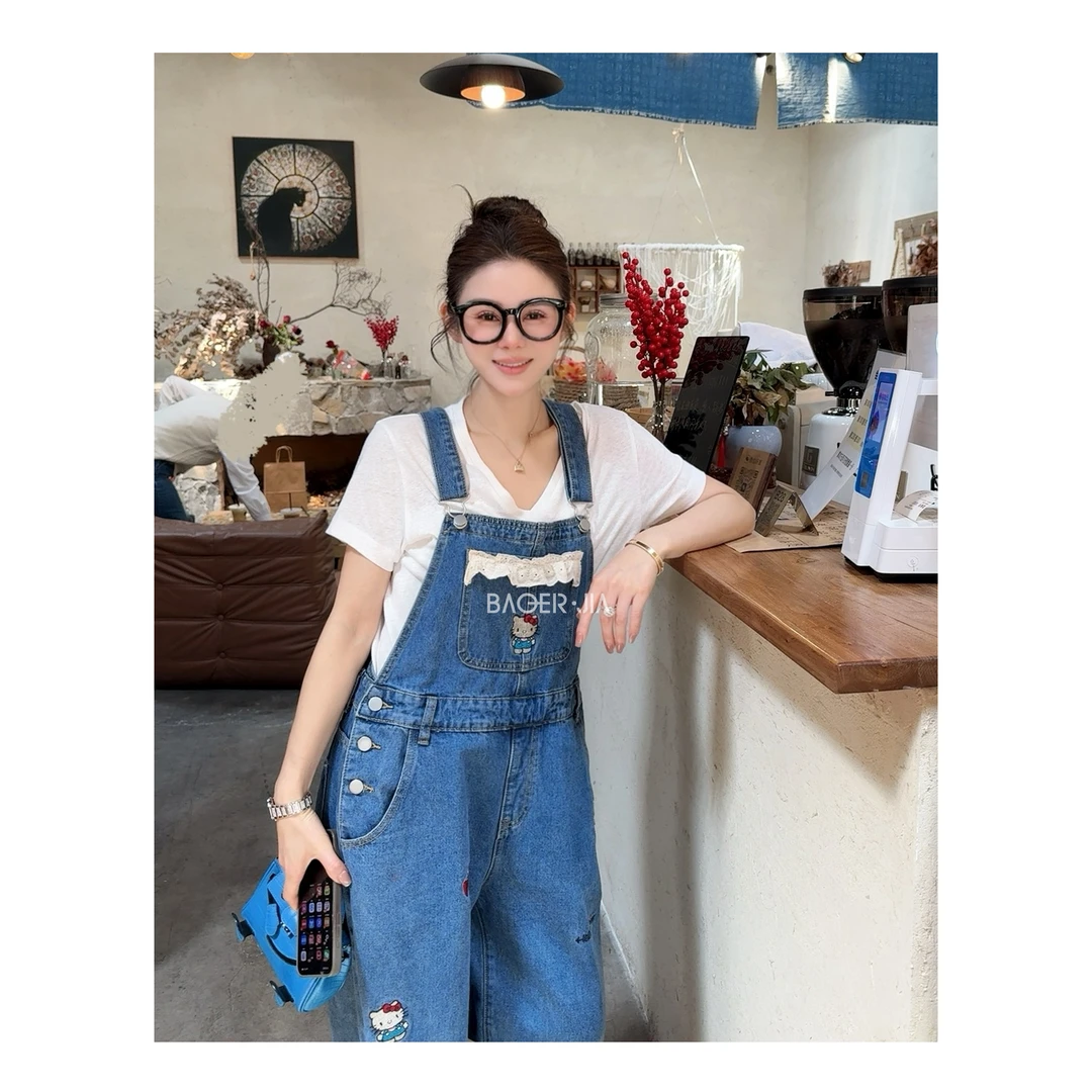 28-【KT背带裤】宝儿家含幂BC75725103NS春夏款卡通减龄刺绣背带裤