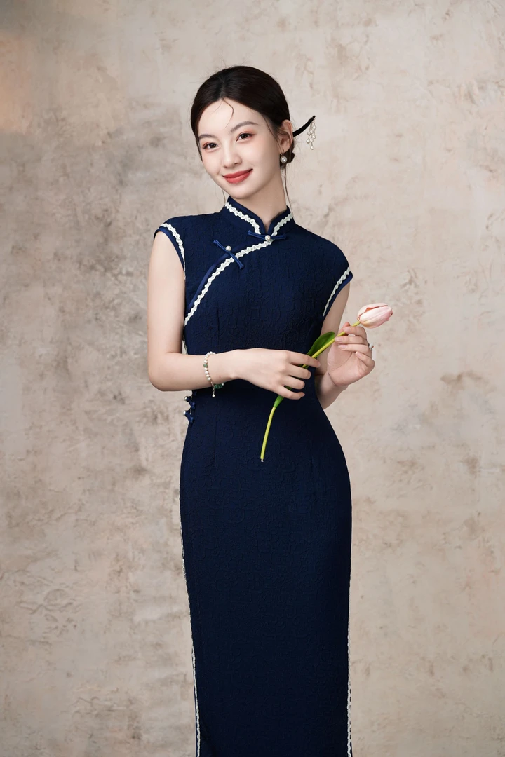 旗袍 长款 复古款 单层（衣长约125cm）茹素 W549