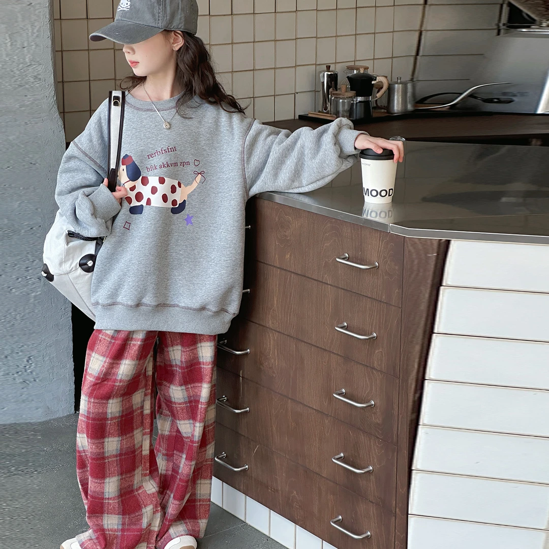 女童卫衣加绒秋冬2025新款初中生女孩超好看上衣女大童秋装打底衫