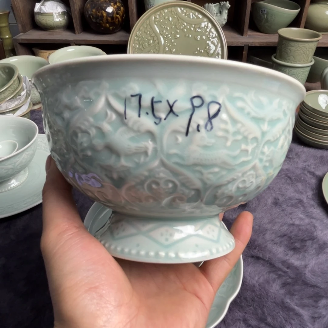 瓷7 英寸天青色大唐春碗