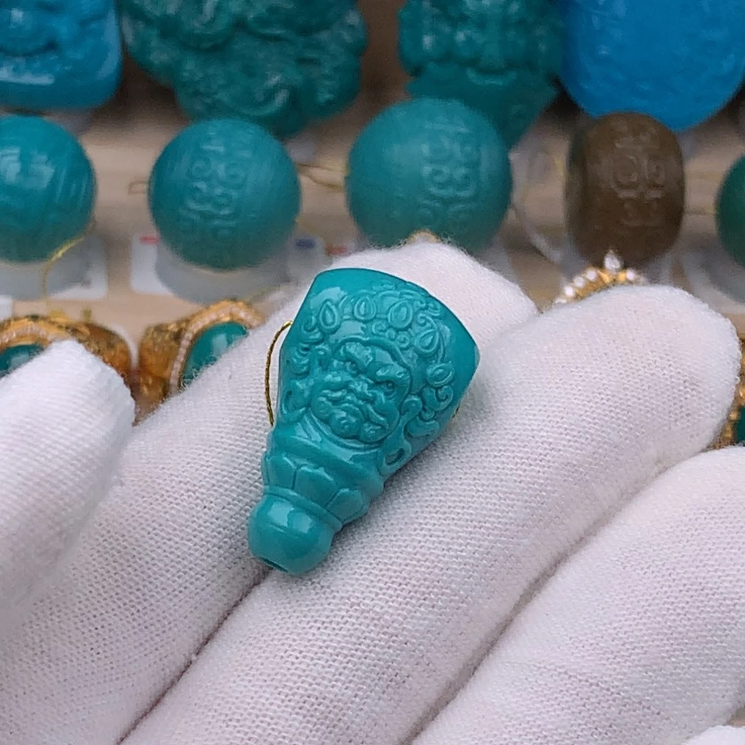 未镶嵌绿松石珠宝奇石藏***人16mm