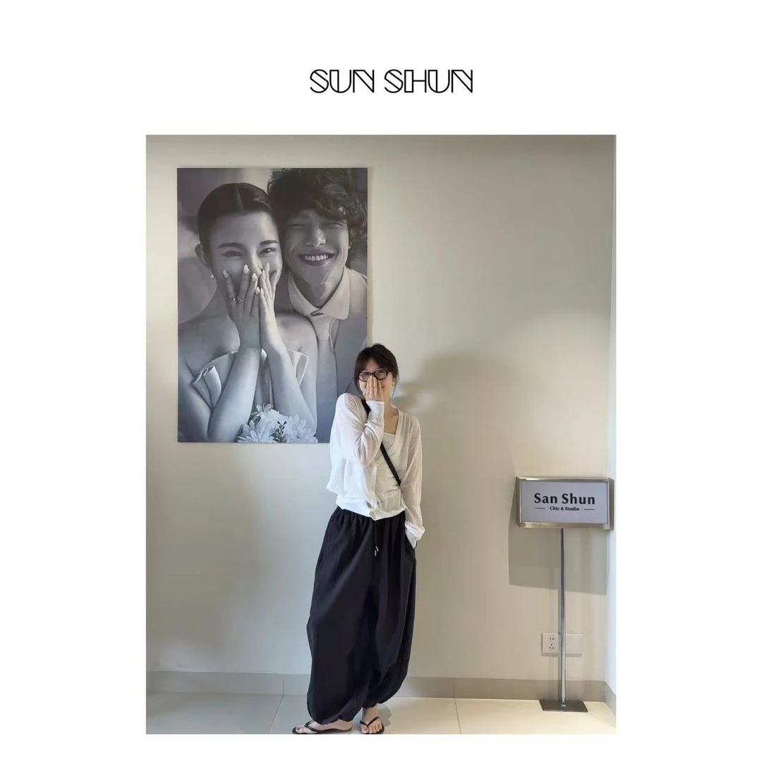 Sanshun－(云里雾里气球裤)－夏季松紧腰慵懒设计感宽松外穿薄款