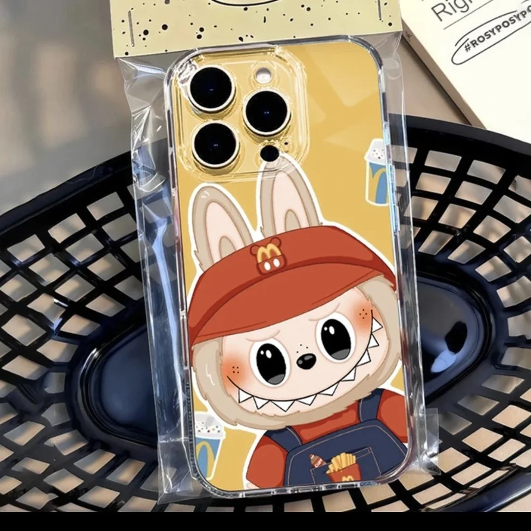创意拉布布联名m当劳适用苹果16透明手机壳华为vivo小米14/oppo套