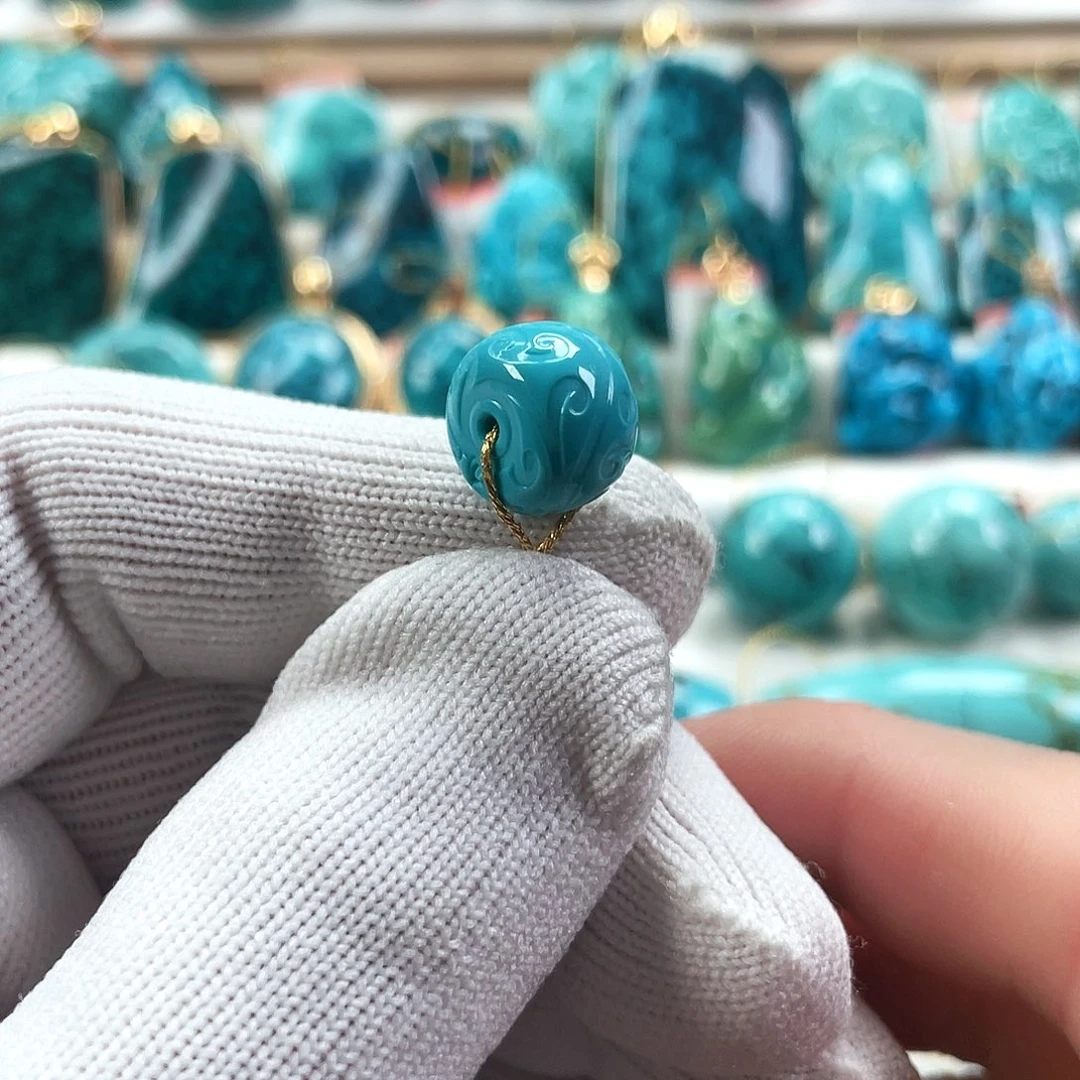 绿松石未镶嵌车挂直径11.8