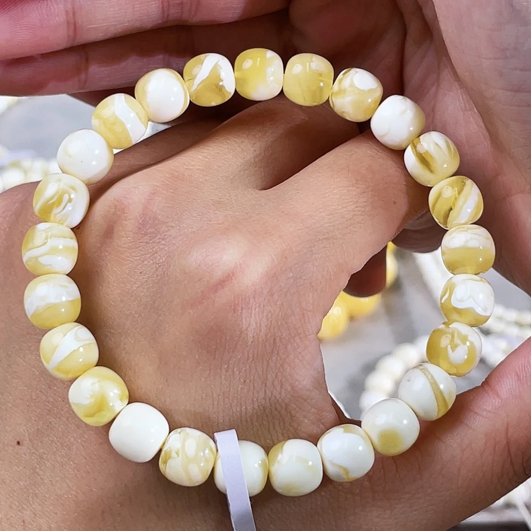 琥珀未镶嵌裸石8.5金漆白