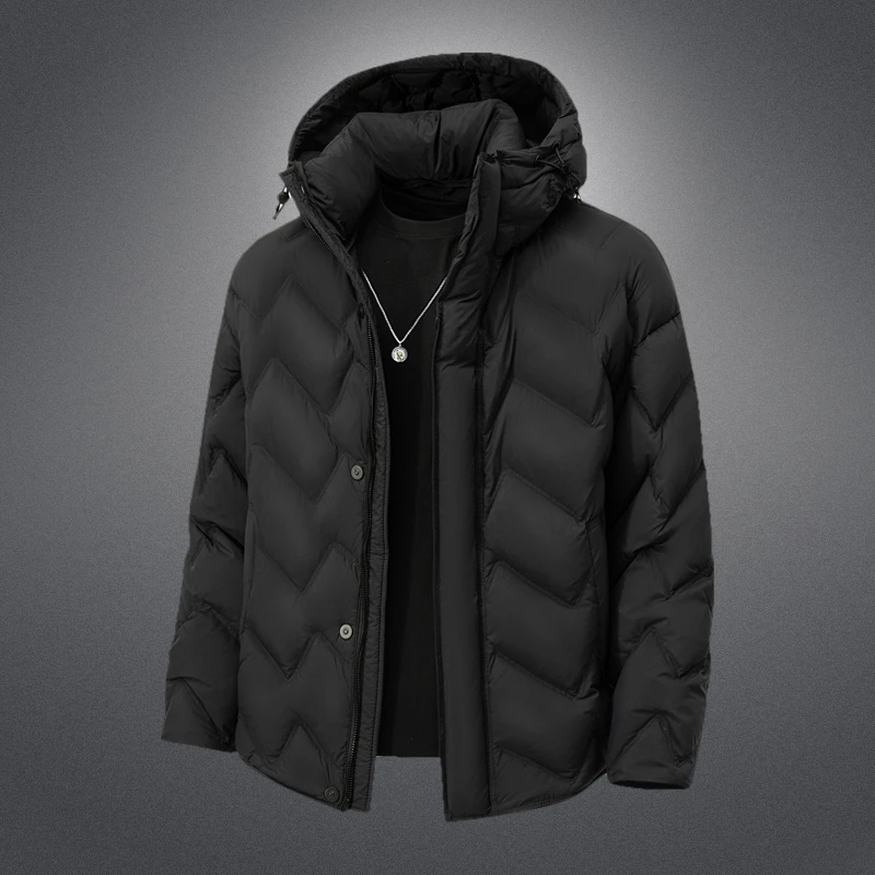 轻奢潮牌90%白鸭绒防寒男士羽绒服2025新款冬季连帽休闲保暖外套