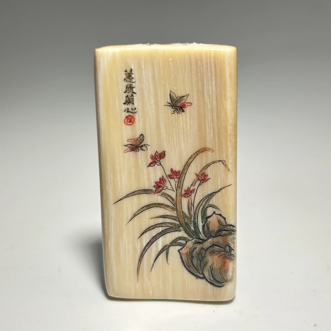 猛犸牙雕微刻兰花吊坠牌47*24*5mm假一罚四X1460