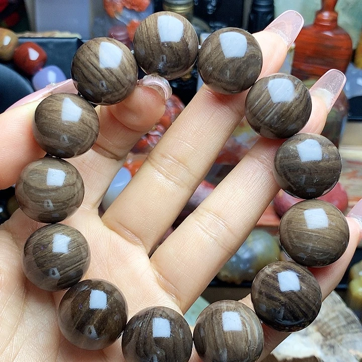 硅化玉未镶嵌手串木纹年轮手串