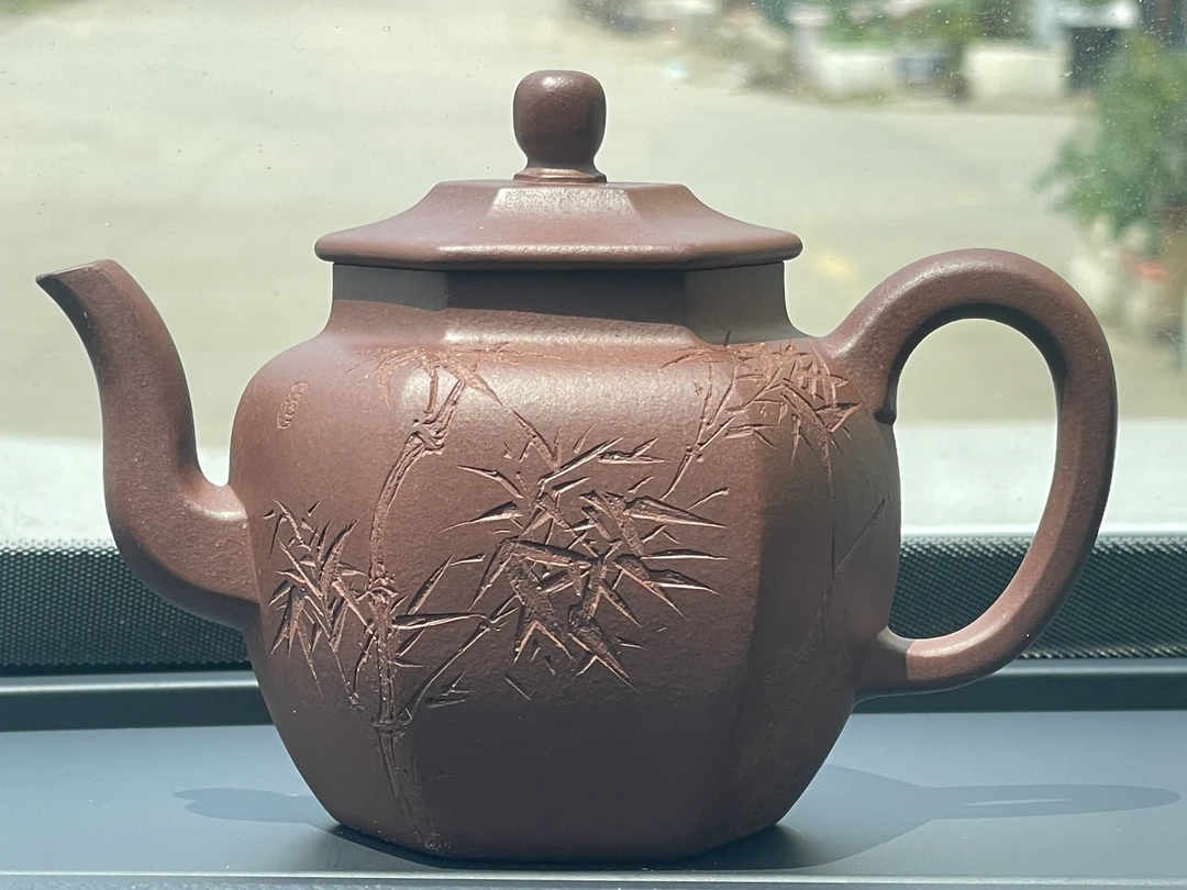 宜兴紫砂壶六方笠帽280cc!全手工定制专拍!定金!泥料刻绘可选!