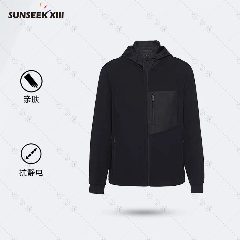 FL轻暖抗风】秋冬休闲连帽夹克外套时尚百搭黑色连帽抗风上衣089