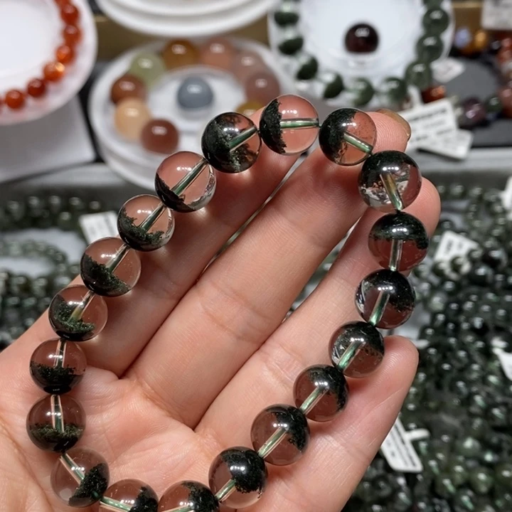 水晶未镶嵌手链绿幽灵聚宝盆手链