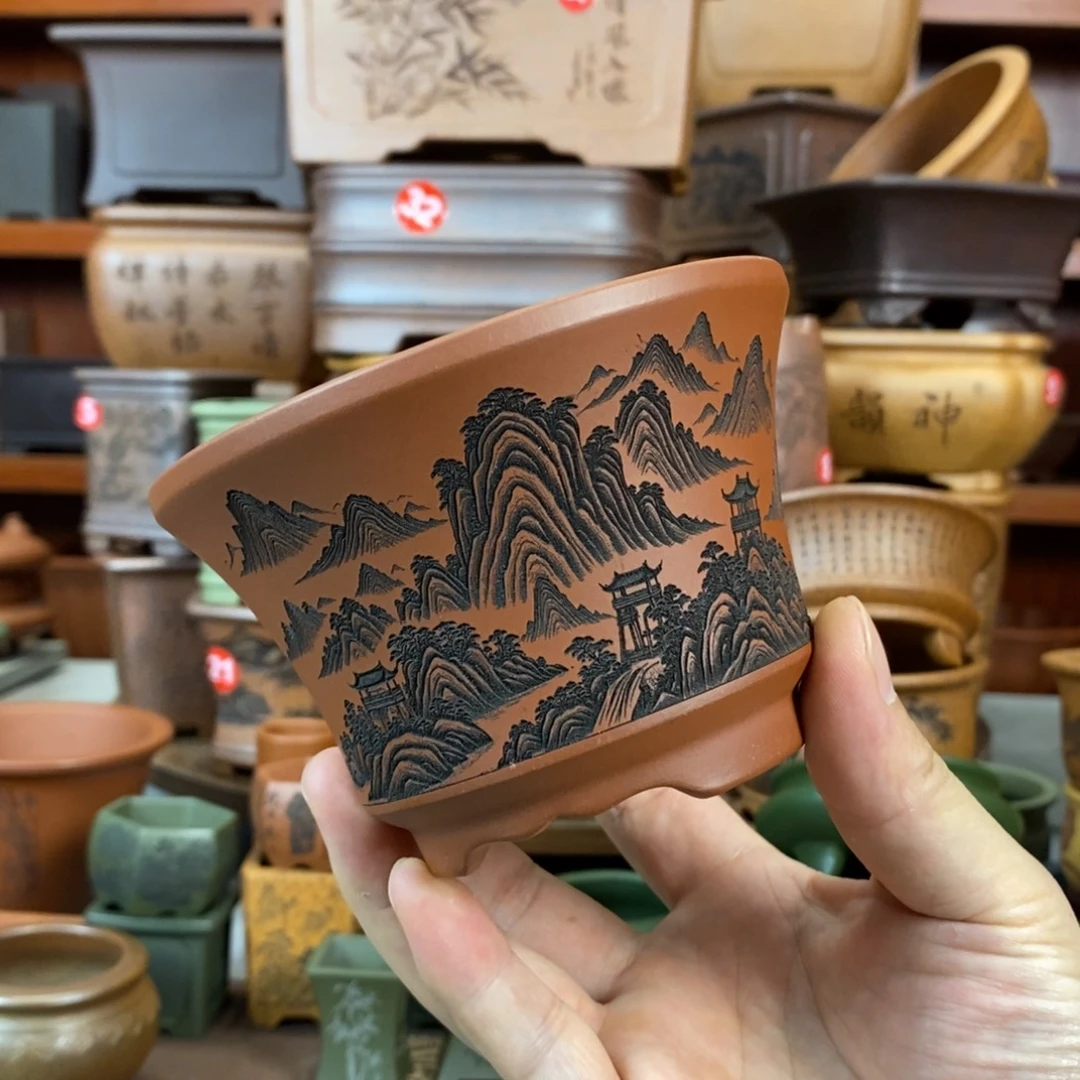 紫砂花盆盆景花盆小