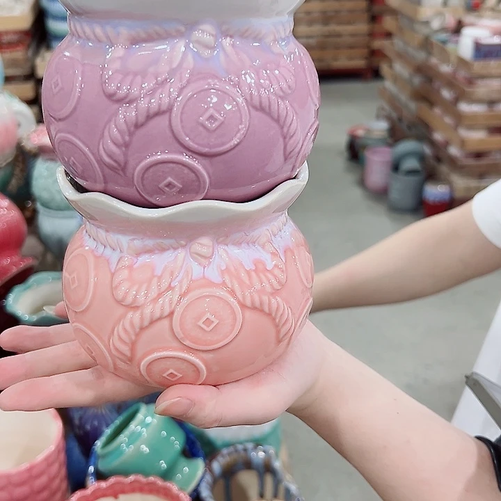 有孔.凑满10元发货多肉陶瓷花盆！