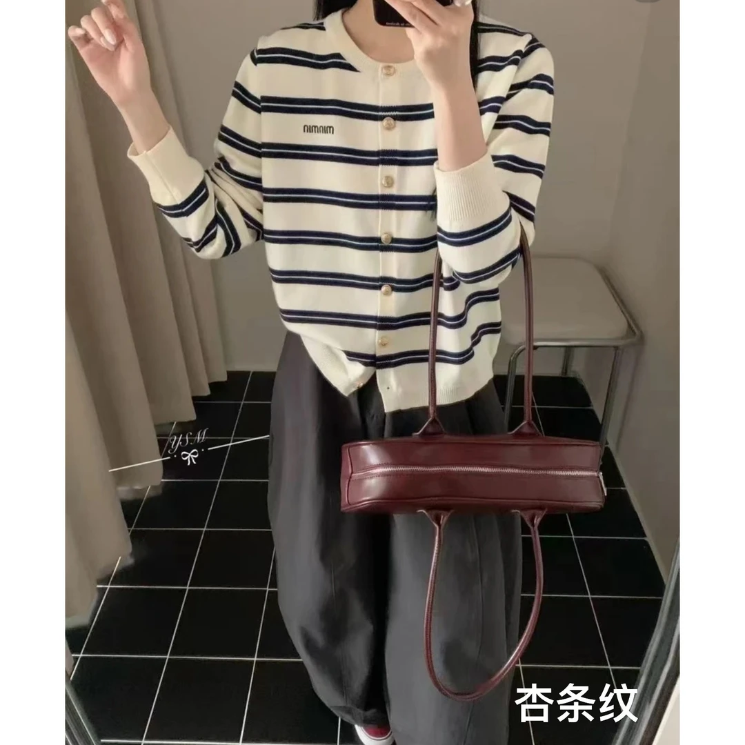 【坦姐严选 实体品质】新款流光风条纹针织开衫88506