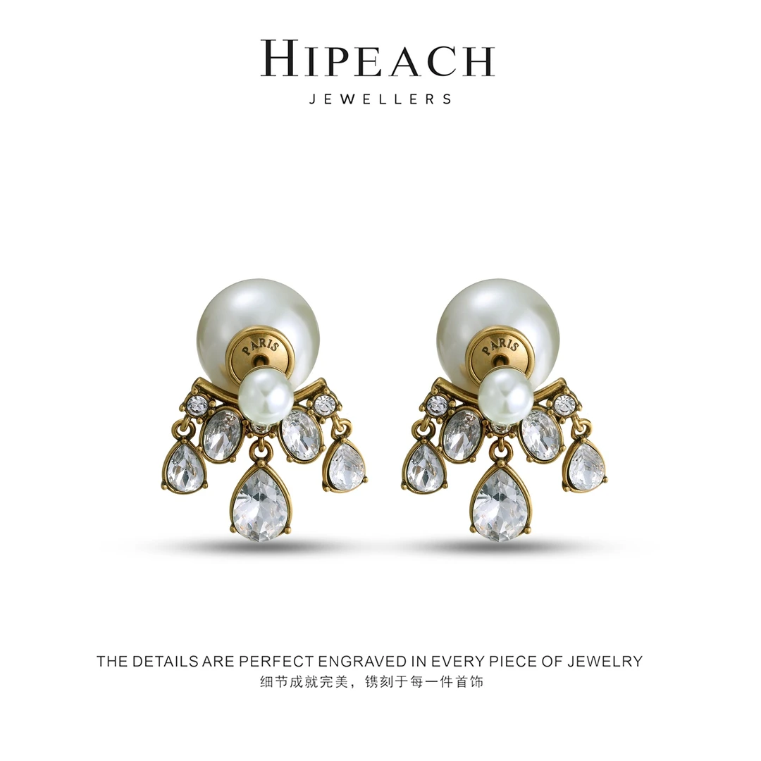 铜合金耳饰 镀K金 ♠水滴设计耳钉HTMY0010