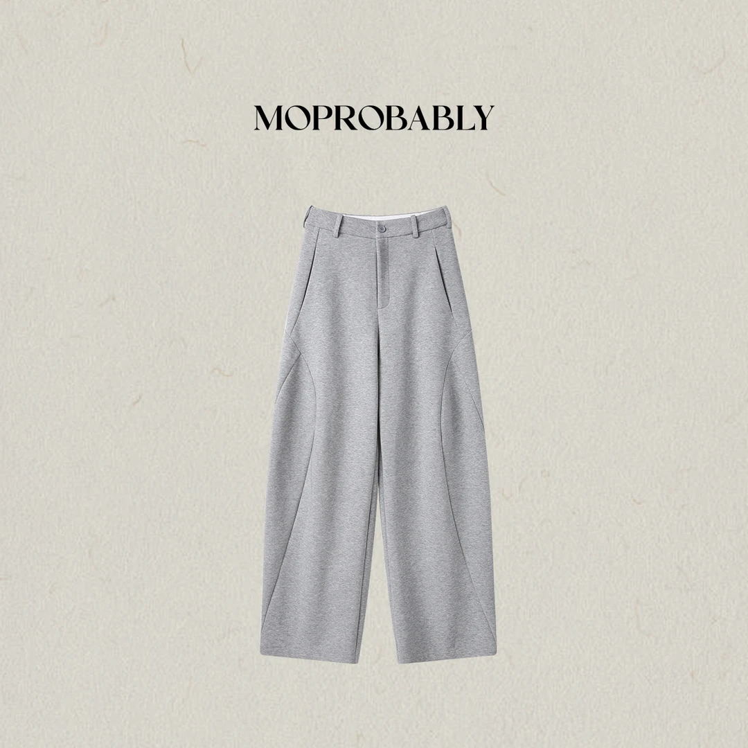 Moprobably李予诺「修饰」简约通勤百搭弯刀休闲裤L5351002