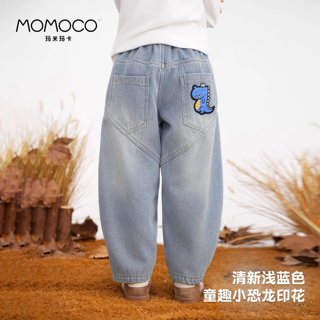 MOMOCO男童加绒牛仔裤2025冬季新款中大童韩裤77430350023