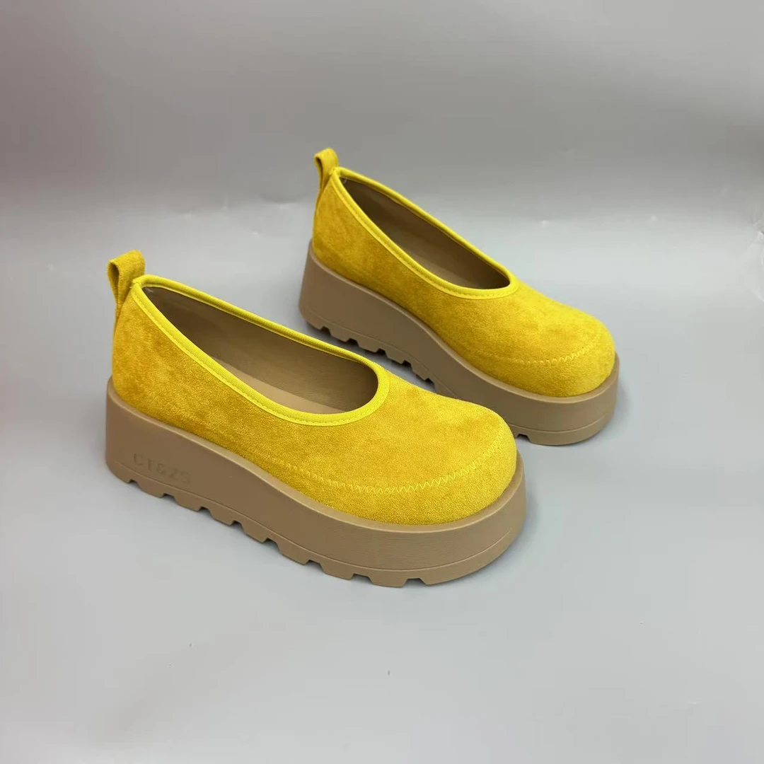 2025春夏新款厚底松糕浅口单鞋增高一脚蹬懒人鞋F62