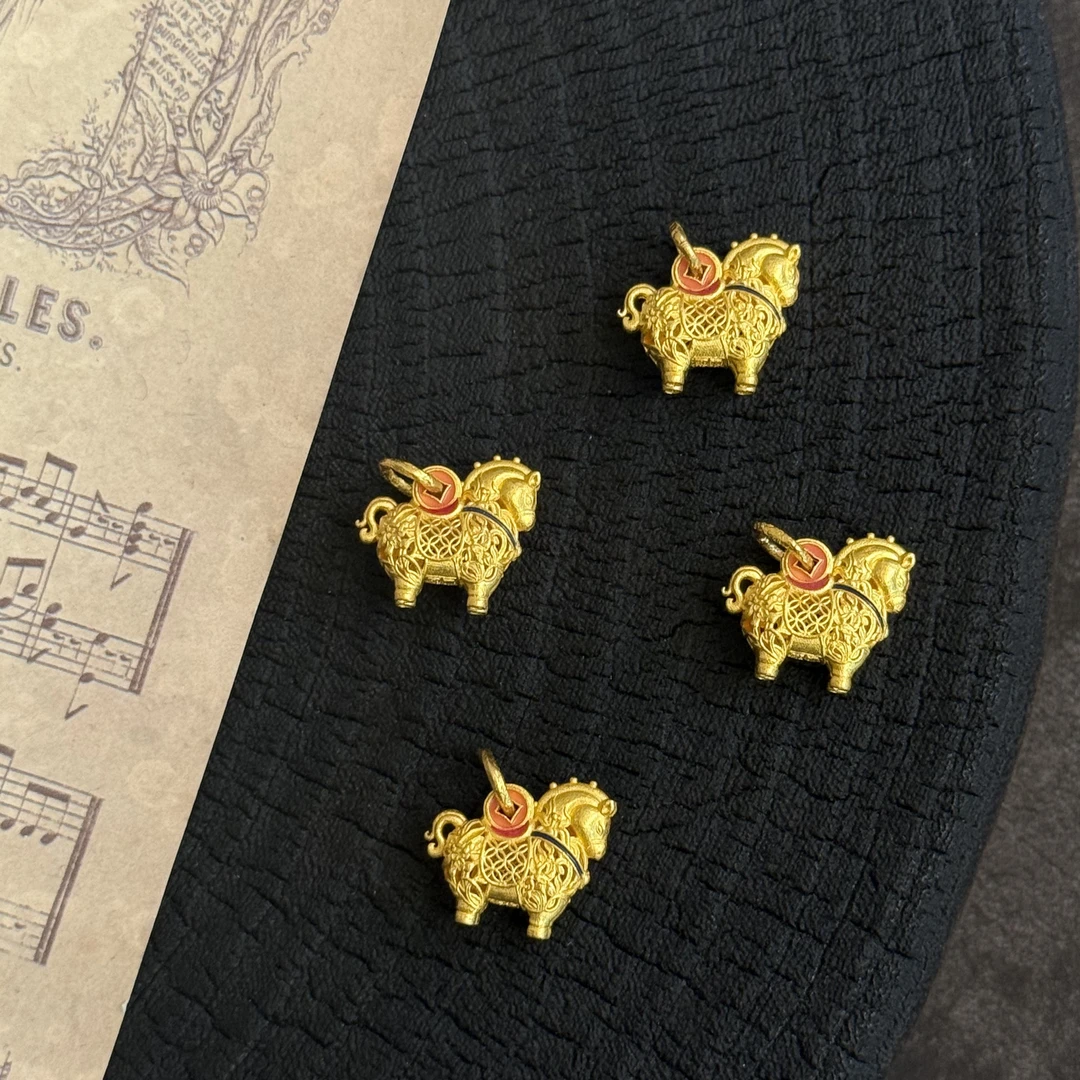 【金娜娜】二尾马 足金999 周洋霞老师 吉祥如意 精致立体