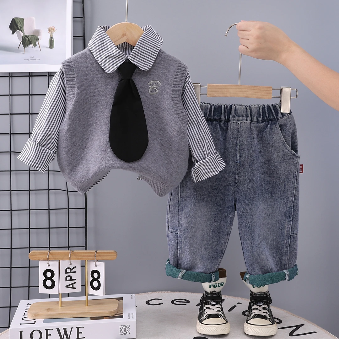 童装男童秋装套装男宝宝婴儿童春秋季洋气韩版毛衣马甲三件套小童