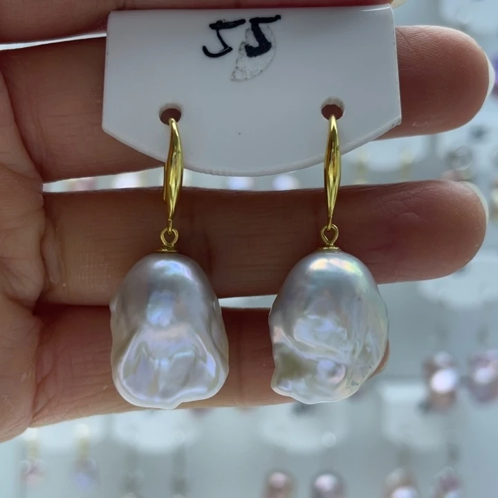 淡水珍珠耳饰银S925镶嵌