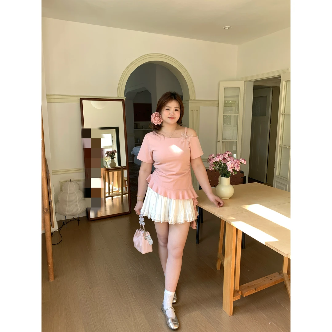 【夏日芭蕾】大头婷微胖夏季半身裙高腰白色蛋糕裙蕾丝蝴蝶结短裙