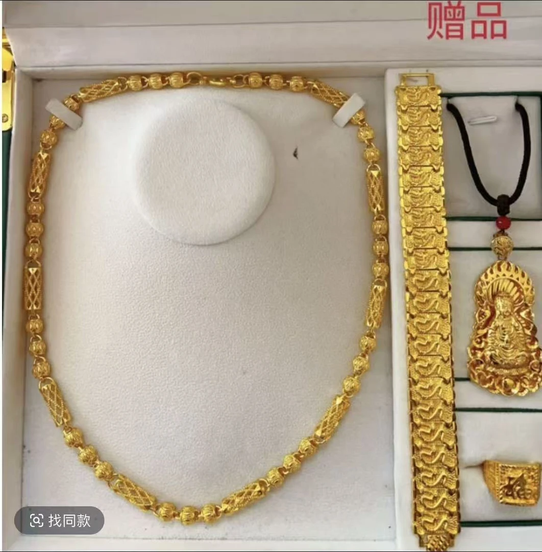 合金项链 合金项链  霸气男士精美潮流时尚竹节镂空项链五件套