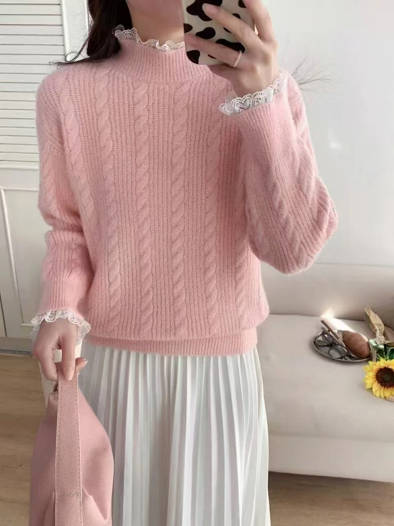 女欧美风秋季毛针织衫百搭网红针织衫套头宽松衫秋冬