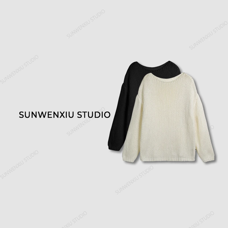 swx studio2店 “私服系列”韩系休闲手工针织镂空衫